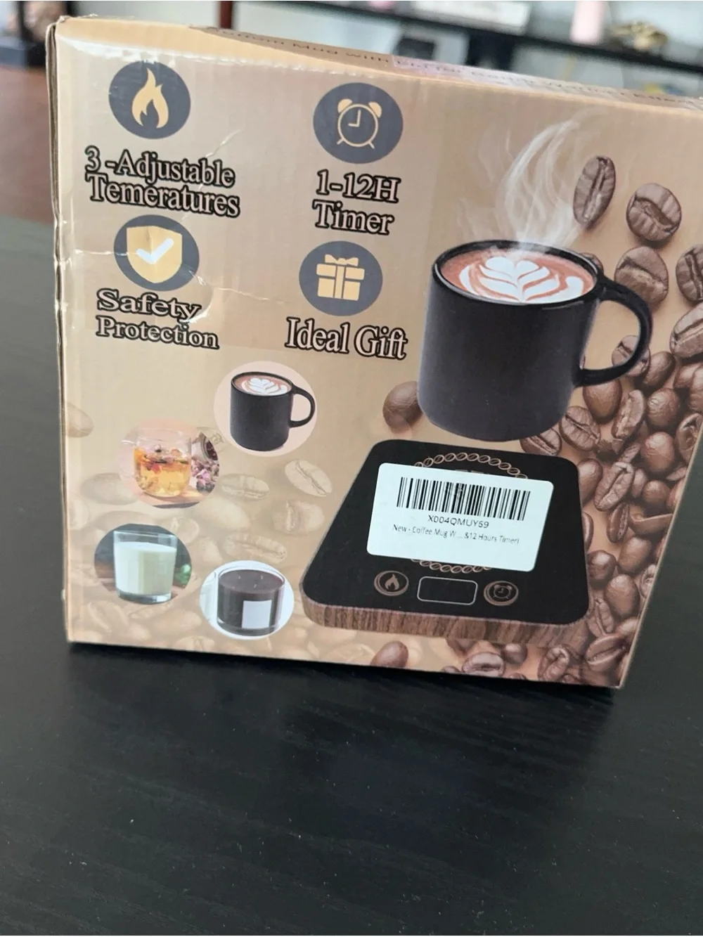 New Smart Electric Coffee Mug & Candle Warmer (Wood Grain, 3 Temp Settings)